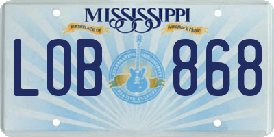 MS license plate LOB868
