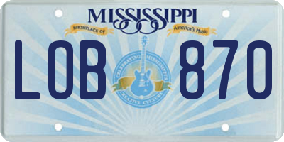 MS license plate LOB870