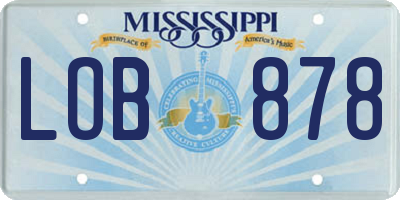 MS license plate LOB878