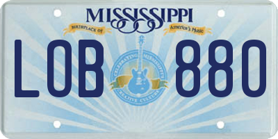 MS license plate LOB880
