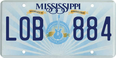 MS license plate LOB884