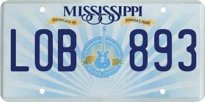 MS license plate LOB893