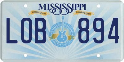 MS license plate LOB894