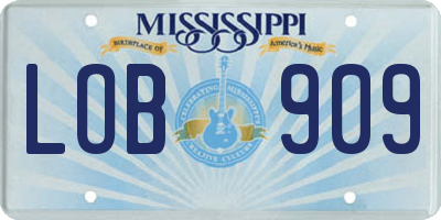 MS license plate LOB909