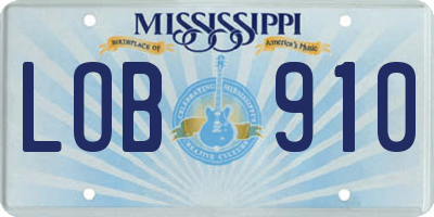 MS license plate LOB910