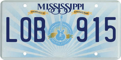 MS license plate LOB915