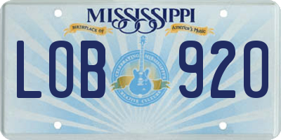 MS license plate LOB920