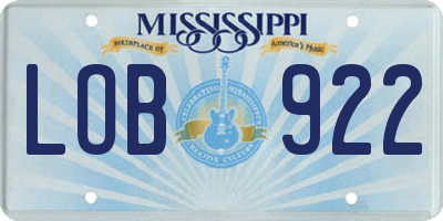 MS license plate LOB922