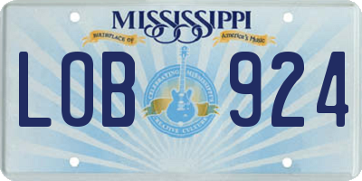 MS license plate LOB924