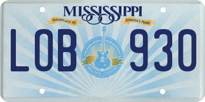 MS license plate LOB930