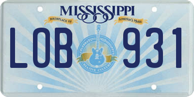 MS license plate LOB931