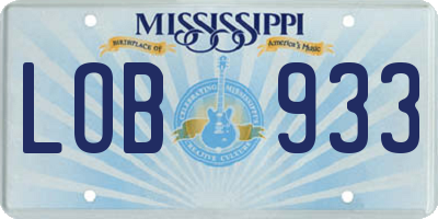 MS license plate LOB933