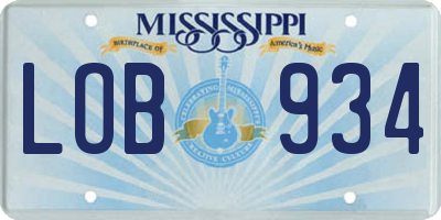 MS license plate LOB934