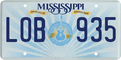 MS license plate LOB935