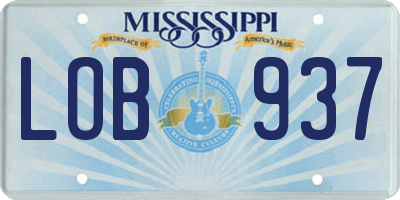 MS license plate LOB937