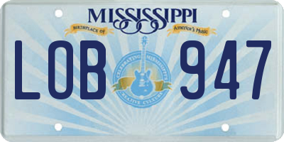 MS license plate LOB947