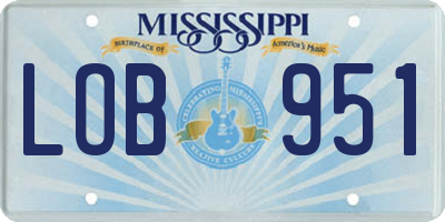 MS license plate LOB951