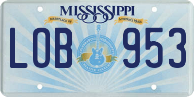 MS license plate LOB953