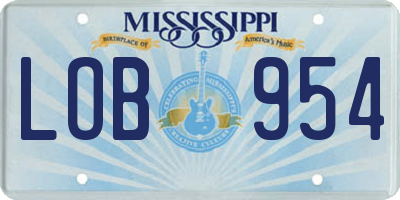 MS license plate LOB954