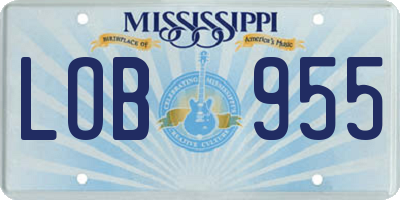 MS license plate LOB955