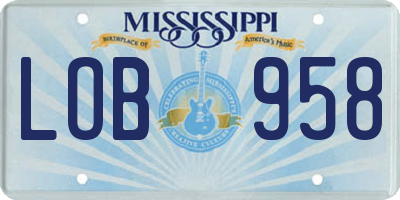 MS license plate LOB958