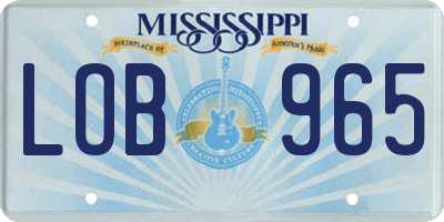 MS license plate LOB965