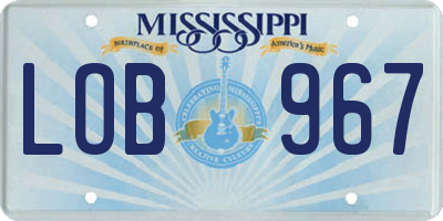 MS license plate LOB967