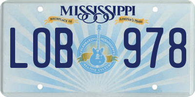 MS license plate LOB978
