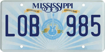 MS license plate LOB985