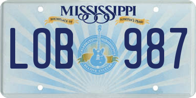 MS license plate LOB987