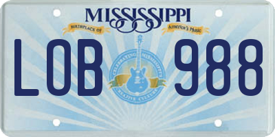 MS license plate LOB988