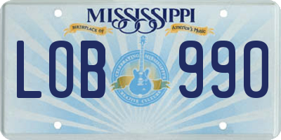 MS license plate LOB990