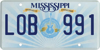 MS license plate LOB991