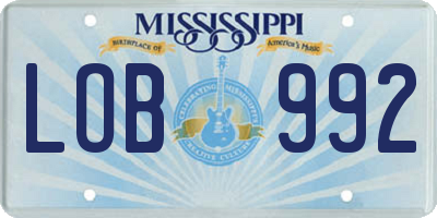 MS license plate LOB992
