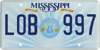 MS license plate LOB997
