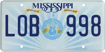 MS license plate LOB998