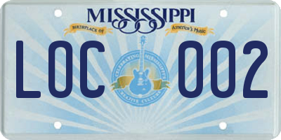 MS license plate LOC002
