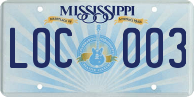 MS license plate LOC003
