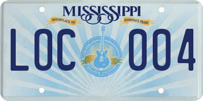 MS license plate LOC004
