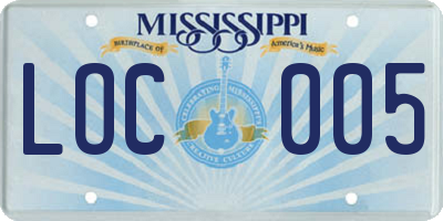 MS license plate LOC005