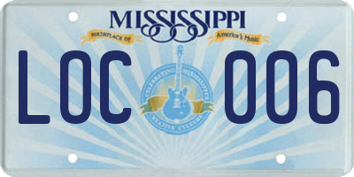 MS license plate LOC006