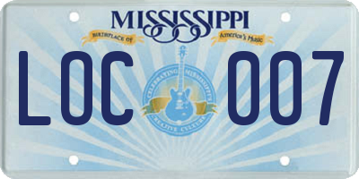 MS license plate LOC007