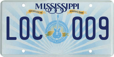 MS license plate LOC009
