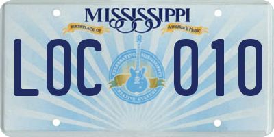 MS license plate LOC010
