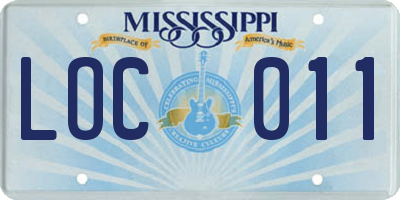 MS license plate LOC011