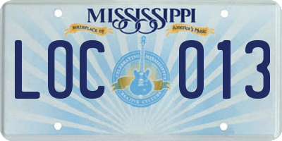 MS license plate LOC013