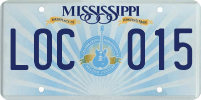MS license plate LOC015