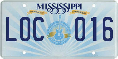 MS license plate LOC016