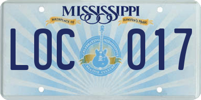 MS license plate LOC017