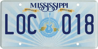 MS license plate LOC018